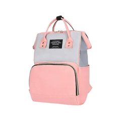 Сумка-рюкзак для мам Mom Bag Рожева з білим 12379 фото