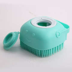 Силиконовая массажная щетка мочалка для душа с дозатором Зеленая 7165 фото
