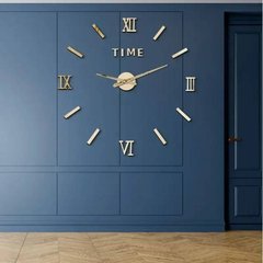 Настінні годинники на клейкій основі Римські цифри 3D DIY Clock 55см Золото 18687 фото