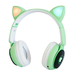 Бездротові Bluetooth навушники з котячими вушками ST-77M Зелені 9595 фото