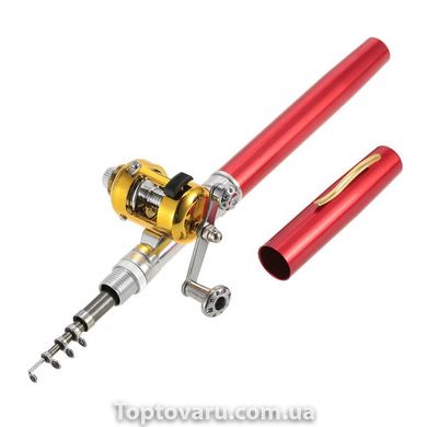 Складна міні вудка 97 см Fishing Rod In Pen Case Red 1200 фото