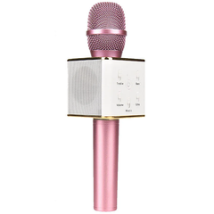 Портативний бездротової мікрофон караоке Q7 рожевий 7561 фото