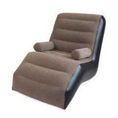 Кресло надувное S-образное велюровое Коричневое 14688 фото