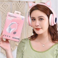 Бездротові навушники Bluetooth з котячими вушками LED СXT-B39 CATS Рожеві 18154 фото