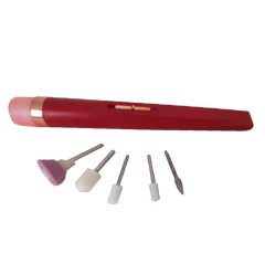Домашній портативний фрезер ручка для манікюру та педикюру з набором фрез Flawless Salon Nails Червоний 8598 фото