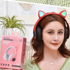 Бездротові навушники Bluetooth з котячими вушками LED СXT-B39 CATS Червоні 18155 фото