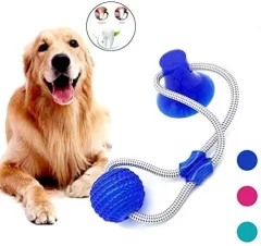 Іграшка для собак канат на присосці з м'ячем Pet molar toys Синя 5446 фото