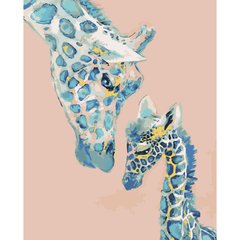 Картина за номерами Strateg ПРЕМІУМ Маленький жираф з мамою з лаком розміром 40х50 см SY6024 SY6024-00002 фото
