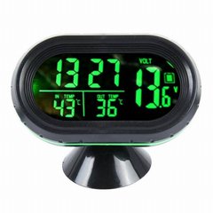 Автомобільний годинник, термометр, вольтметр VST 7009V Зелений 10036 фото