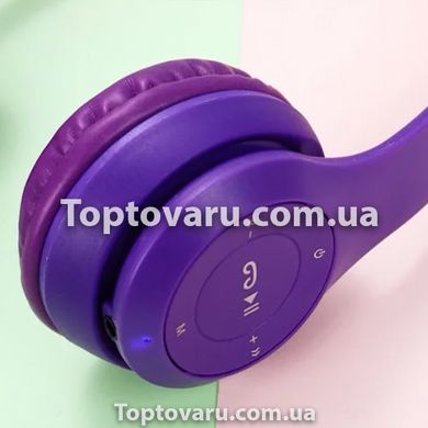 Бездротові Bluetooth-навушники з котячими вушками і лід підсвічуванням Y47 Cat Ear Фіолетові 5567 фото