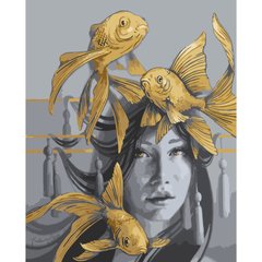 Картина за номерами Strateg ПРЕМІУМ Золоті рибки з лаком розміром 40х50 см SY6027 SY6027-00002 фото