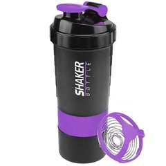 Шейкер 3-х камерний для спортивного живлення Spider Bottle Чорно-Фіолетовий 6972 фото