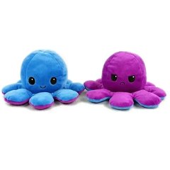 Мягкая игрушка осьминог перевертыш двусторонний «веселый + грустный» Голубой фиолетовый 10645 фото