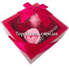 Подарунковий набір з трояндами з мила Soap Flower 4 шт Рожевий 3778 фото