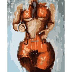 Картина за номерами Strateg ПРЕМІУМ Жінка-скрипка розміром 40х50 см (DY023) DY023-00002 фото