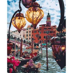 Картина по номерам Strateg ПРЕМИУМ Фонарики Венеции с лаком размером 40х50 см VA-3694 VA-3694-00002 фото