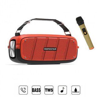 Колонка Bluetooth HOPESTAR A20 PRO + микрофон Оранжевая 6384 фото