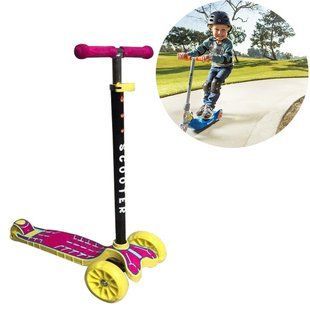 Детский самокат Scooter Big Wheel SL 8B со складной ручкой Желто-розовый 4256 фото