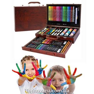 Набор для творчества 123 предмета в деревянном чемодане Artistic Tool Kit + Подарок Пластилин 3522 фото