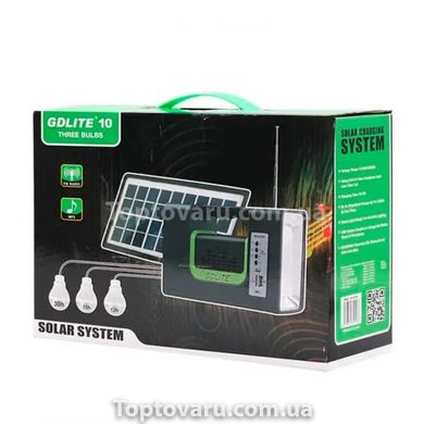 Портативна сонячна система GDLITE 10 (лампы + колонка + радио + BT+ 10000Ma) 8972 фото