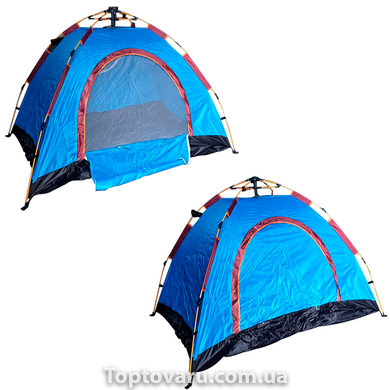 Палатка полуавтомат 4-х местная Черная с синим 8608 фото
