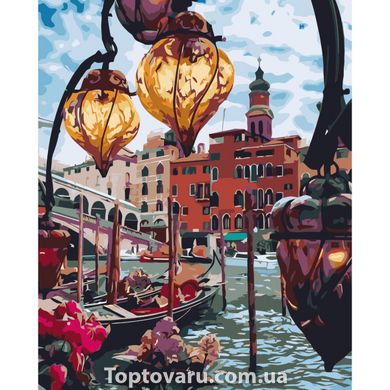 Картина за номерами Strateg ПРЕМІУМ Ліхтарики Венеції з лаком розміром 40х50 см VA-3694 VA-3694-00002 фото
