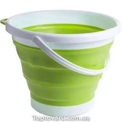 Ведро 10 литров туристическое складное Collapsible Bucket Зеленое 10393 фото