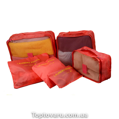 Органайзер дорожнього комплекту 6шт Travel Organiser Kit Червоний 4579 фото
