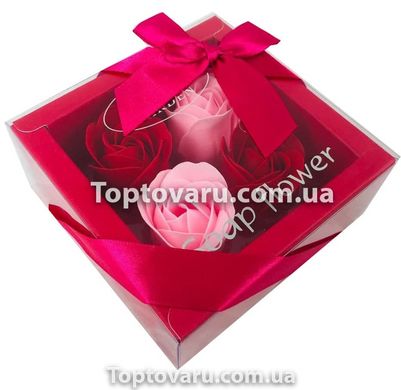 Подарочный набор с розами из мыла Soap Flower 4 шт Розовый 3778 фото
