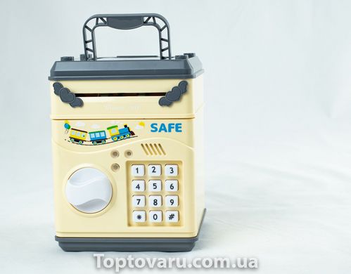 Детский сейф-копилка saving box money safe с кодовым замком желтый 1659 фото
