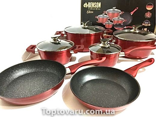 Набір посуду Benson з 10 предметів Червоний BN-335 5121 фото
