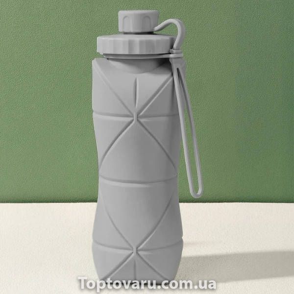 Бутылка для воды силиконовая складная 600мл Серая 36173 фото