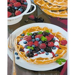 Картина за номерами Strateg ПРЕМІУМ Вафлі з ягодами з лаком розміром 40х50 см (SY6866) SY6866-00002 фото