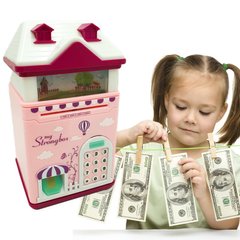Дитячий сейф-скарбничка "Чарівний Будиночок" з відбитком пальця Рожевий + Подарунок 3379 фото
