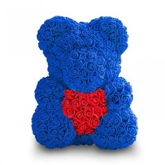 Мишка с сердцем из 3D роз Teddy Rose 40 см Синий 493 фото