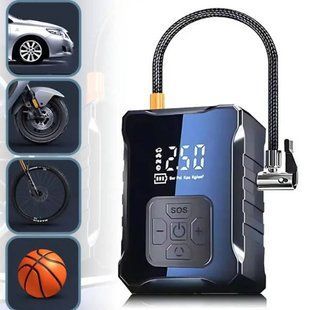 Компрессор автомобильный автоматический с дисплеем 6000mAh 150 PSI 120W М-007 Черный 25733 фото
