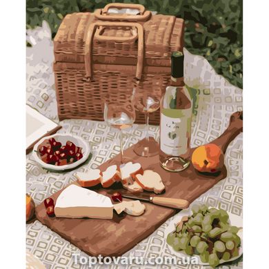Картина за номерами Strateg ПРЕМІУМ Пікнік з вином з лаком розміром 40х50 см VA-3667 VA-3667-00002 фото