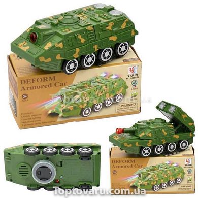 Іграшка Танк зі звуком та підсвічуванням на батарейках YJ 388-58 Зелений 15355 фото