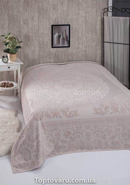 Покривало Belizza Odessa bej 200х220см Велюр/Махра 16851 фото