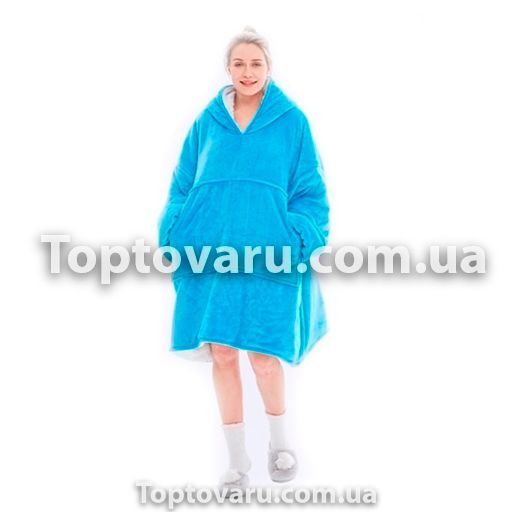 Толстовка-плед с капюшоном Huggle Hoodie Голубая 6734 фото