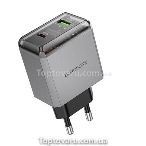 Зарядное устройство блок питания BOROFONE BN22 Lena PD65W (2C1A) charger set (C to C(EU) Серое 31752 фото