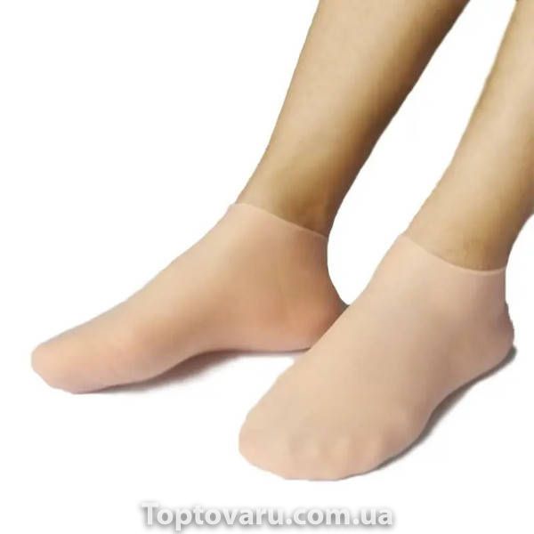 Силіконові зволожуючі шкарпетки для догляду за ногами Silicone moisturizing socks Бежеві 18932 фото