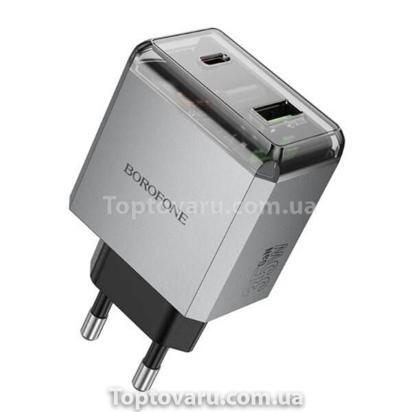 Зарядное устройство блок питания BOROFONE BN22 Lena PD65W (2C1A) charger set (C to C(EU) Серое 31752 фото