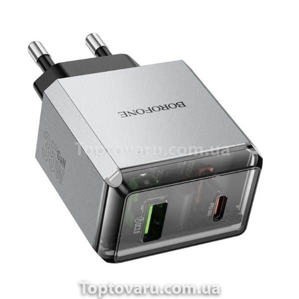 Зарядное устройство блок питания BOROFONE BN22 Lena PD65W (2C1A) charger set (C to C(EU) Серое 31752 фото