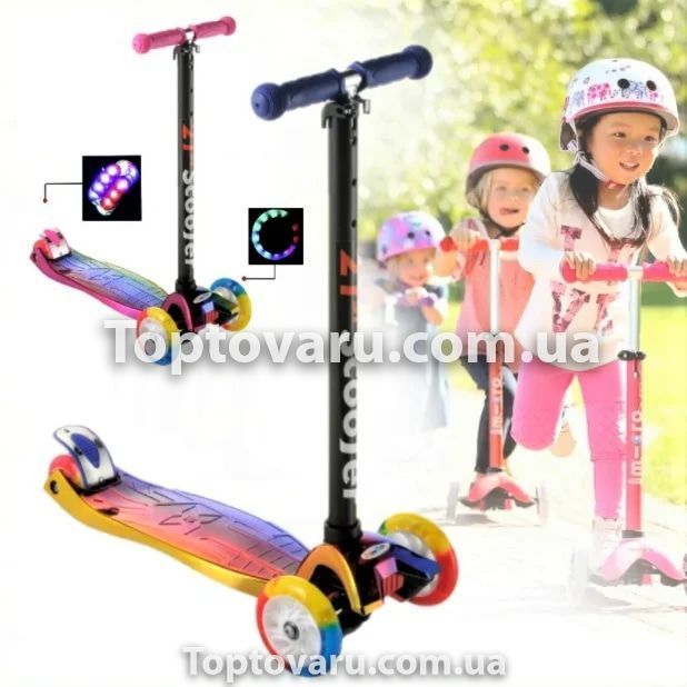 Самокат детский Best Scooter 0072D, колёса PU светятся Розовый 5473 фото