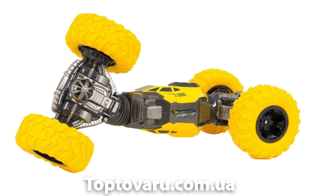 Трюковая машинка трансформер перевертыш Stunt Moka 32 см желтая NEW фото