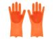 Силиконовые перчатки для мытья и чистки Magic Silicone Gloves с ворсом Оранжевые 634 фото 2