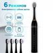 Зубная щетка электрическая 4 насадки SONIC TOOTHBRUSH X-3 Черная 14402 фото 4