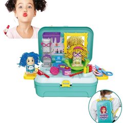 Набор для лепки парикмахерская в чемодане Soft Toy Hairdresser Toy + Подарок кукла
