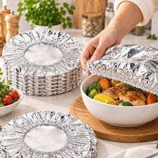 Кришки харчові з фольги для продуктів теплоізоляційні 20 шт RD-73065 Сірі 38977 фото